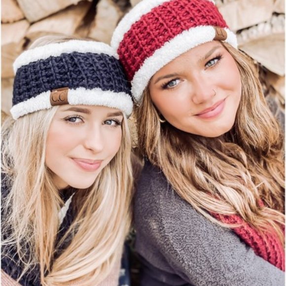 Purple Sherpa Cable Knit CC Head Wrap - Picture 1 of 2